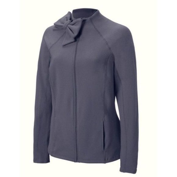 KATE SPADE x BEYOND YOGA Arica Grey Neck Bow Front Zip Jacket sz S Women's NEW - Picture 5 of 16